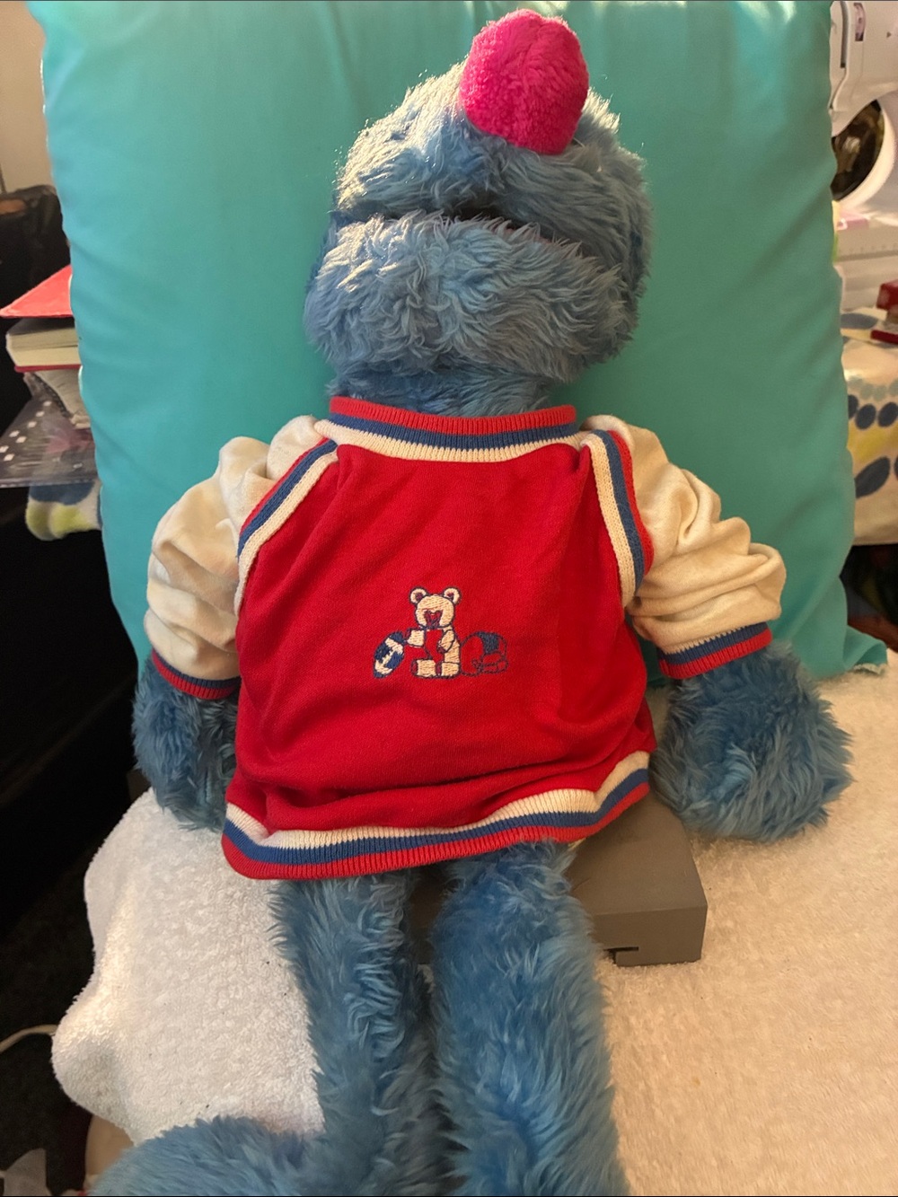 1986 Vintage Hasbro Blue Plush Softies Grover Hand Puppet Fill Body Sesame St.